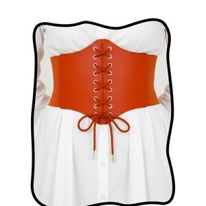 Womens Corset Belt Lace Up Elastic Waist‎ Band Cincher Fashion Orange
